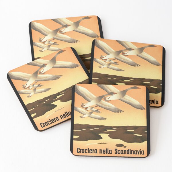 Item preview, Art Deco Vintage Travel Poster | Norddeutscher Lloyd Bremen Cruise | Scandinavia & Baltic Sea 1938 | Geese in Flight designed and sold by artofuniverse.