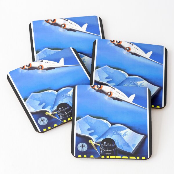 Item preview, Vintage Ala Littoria Travel Poster | Art Deco Aviation Wall Art | 1930s Italian Airline Decor & Retro Airplane Print designed and sold by artofuniverse.