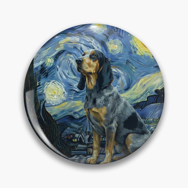 Item preview, Bluetick coonhound in the nigth with star and moon, impressionism, famous painting, Starry Night Style Van Gogh painting bluetick coonhound Lover designed and sold by Collagedream.