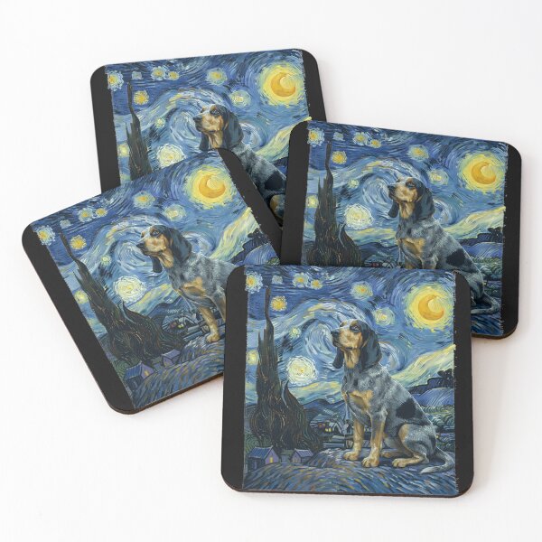 Item preview, Bluetick coonhound in the nigth with star and moon, impressionism, famous painting, Starry Night Style Van Gogh painting bluetick coonhound Lover designed and sold by Collagedream.