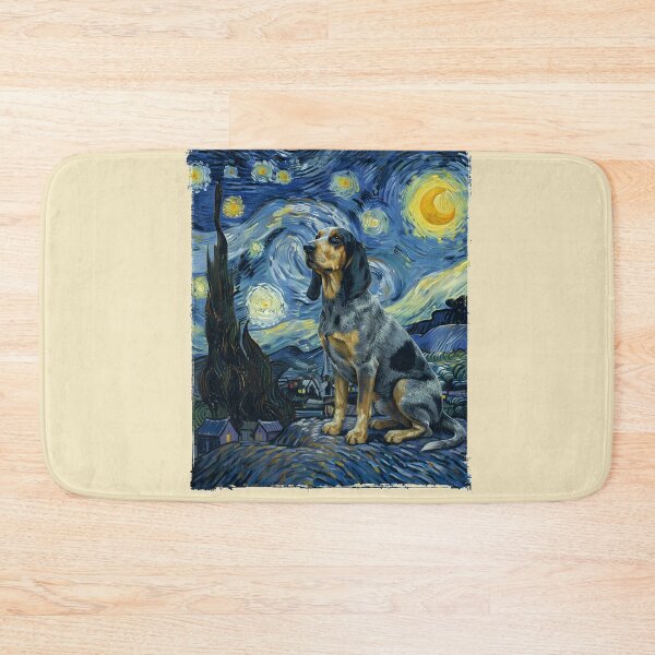 Item preview, Bluetick coonhound in the nigth with star and moon, impressionism, famous painting, Starry Night Style Van Gogh painting bluetick coonhound Lover designed and sold by Collagedream.