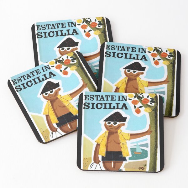 Item preview, Vintage Travel Poster | Summer in Sicily | Mid-Century Style Art | Coastal Vibes & Mediterranean Charm | Retro Decor Print designed and sold by artofuniverse.