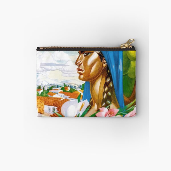 Item preview, Vintage Mexican Travel Poster | Stylized Woman with Flowers | Mexican Muralism Art | A. X. Peña | Cultural Pride & Beauty designed and sold by artofuniverse.