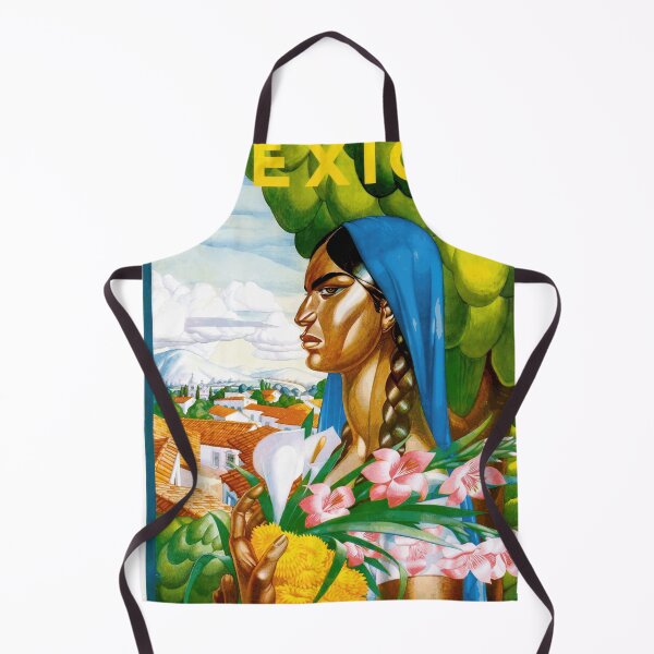 Item preview, Vintage Mexican Travel Poster | Stylized Woman with Flowers | Mexican Muralism Art | A. X. Peña | Cultural Pride & Beauty designed and sold by artofuniverse.