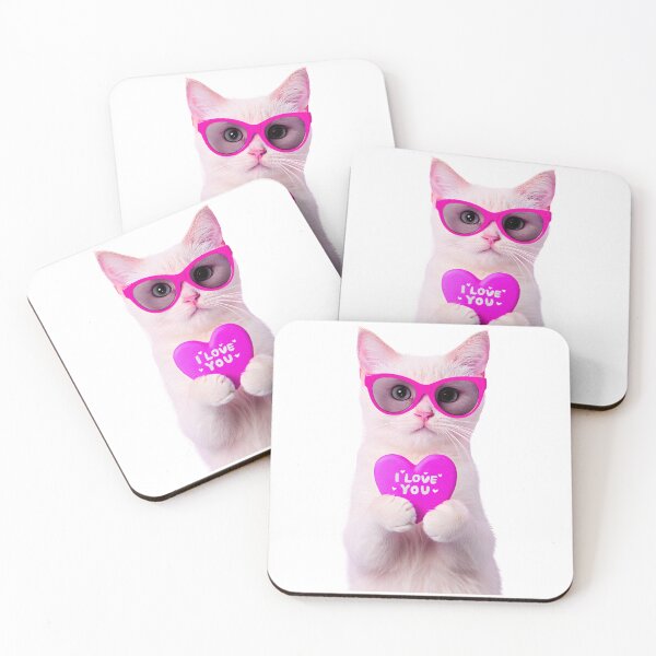 Item preview, Cute White Cat with Love Heart and Shades designed and sold by DariaOltes.
