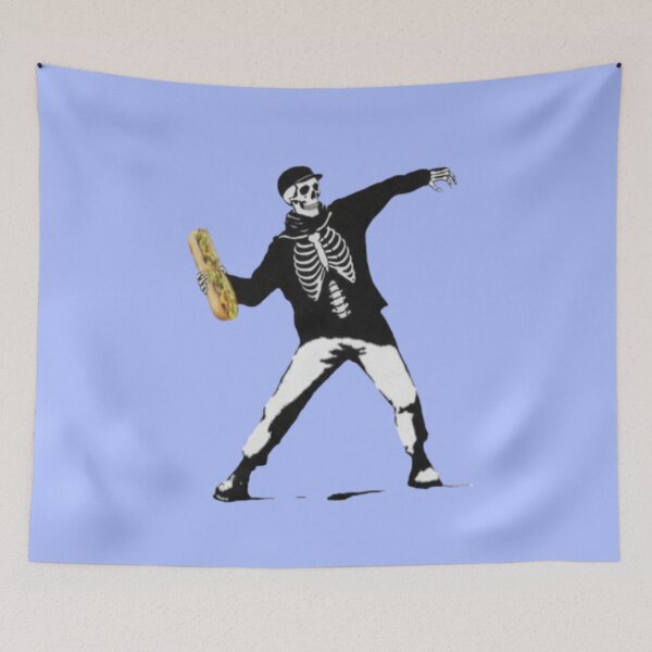Item preview, Skeleton Guy Throwing Sandwich – Humorous Urban Parody designed and sold by creativerooney.