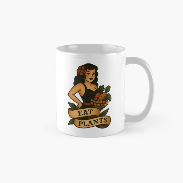 Item preview, Eat Plants – Vintage Color Pin-Up Vegan Tattoo Inspired Design designed and sold by VegancoreGoods.