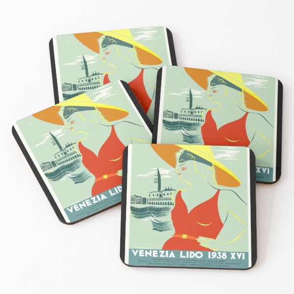 Item preview, Vintage 1938 Venezia Lido Travel Poster | Art Deco Style | Venice Italy | Retro Graphic Design & Bold Colors designed and sold by artofuniverse.