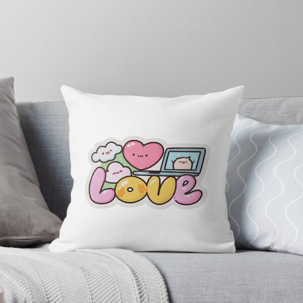 Item preview, Cute Kawaii Love Sticker – Cloud, Heart & Laptop Friends designed and sold by Overthink Juice.