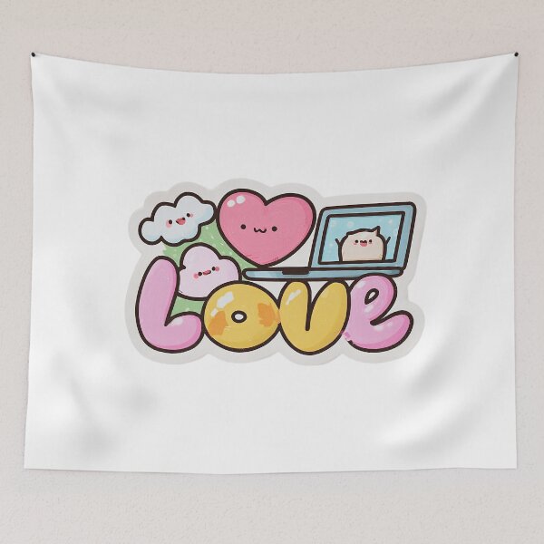 Item preview, Cute Kawaii Love Sticker – Cloud, Heart & Laptop Friends designed and sold by Overthink Juice.