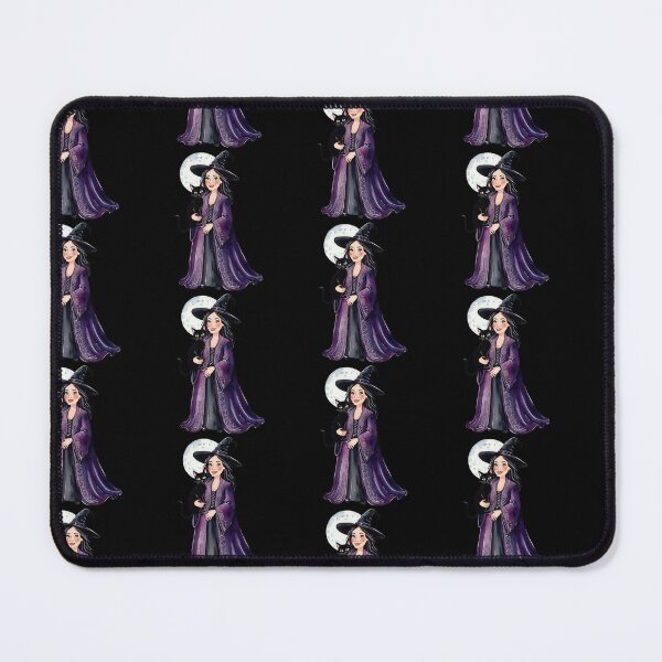 Item preview, Elegant Witch with Black Cat |Magical Halloween Moon Illustration designed and sold by ArtBySylvia.