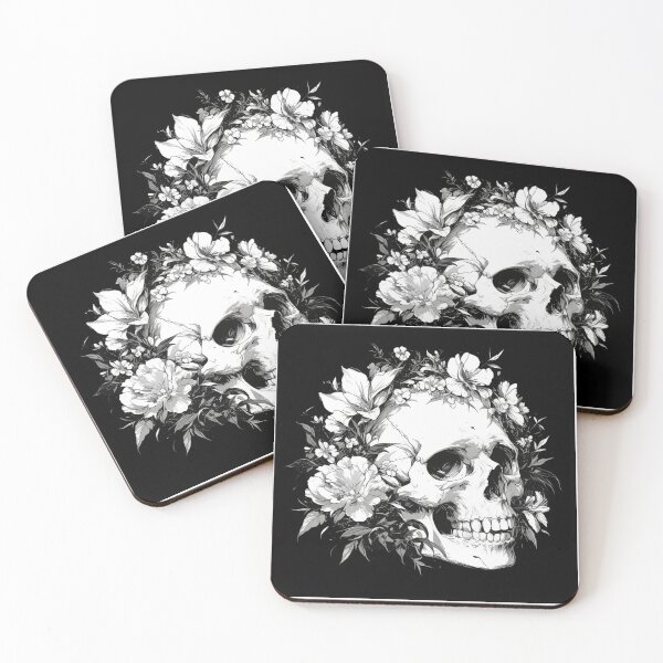 Item preview, Skull with flowers designed and sold by MendaciousMina.