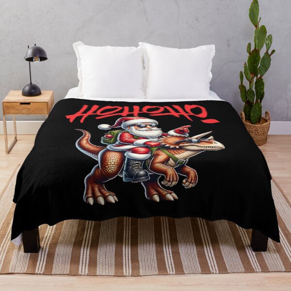 Item preview, HOHOHO Cool Santa Claus on a Dinosaur designed and sold by ReneMM.