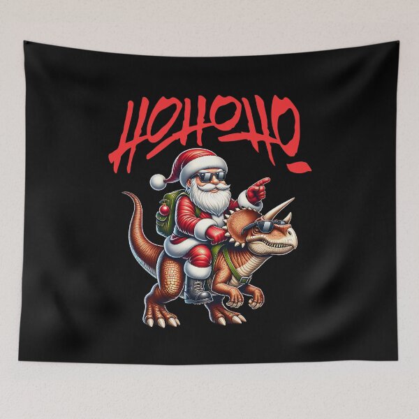 Item preview, HOHOHO Cool Santa Claus on a Dinosaur designed and sold by ReneMM.