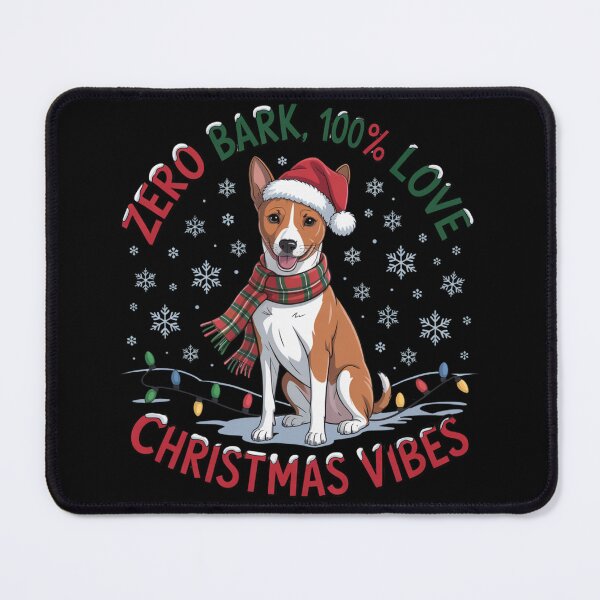 Item preview, Zero Bark, 100% Love – Basenji Christmas Vibes | Funny Barkless Dog Holiday Gift designed and sold by CrunchyGoats.