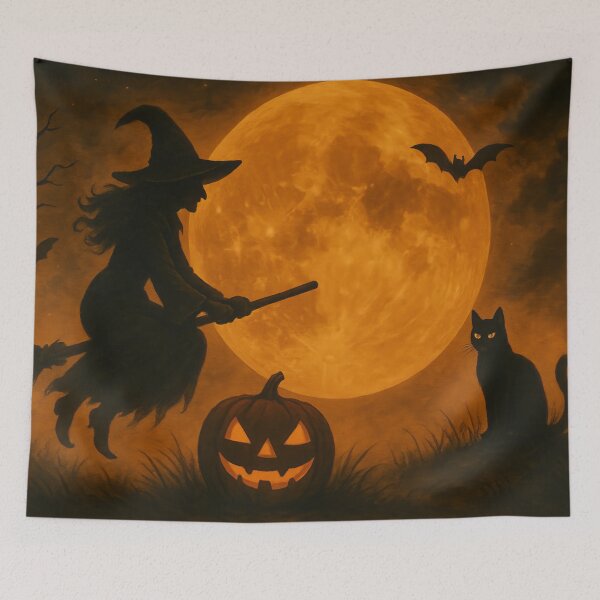 Item preview, Witch’s Flight Beneath the Harvest Moon designed and sold by ArtComixHaven.