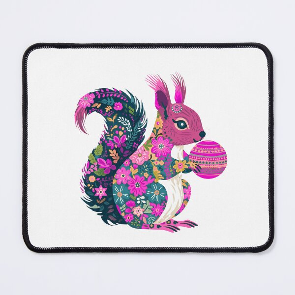 Item preview, Pink Squirrel with Christmas Bauble– Polish Folk Art Floral Design, Świąteczna wiewiórka designed and sold by AmberWit.