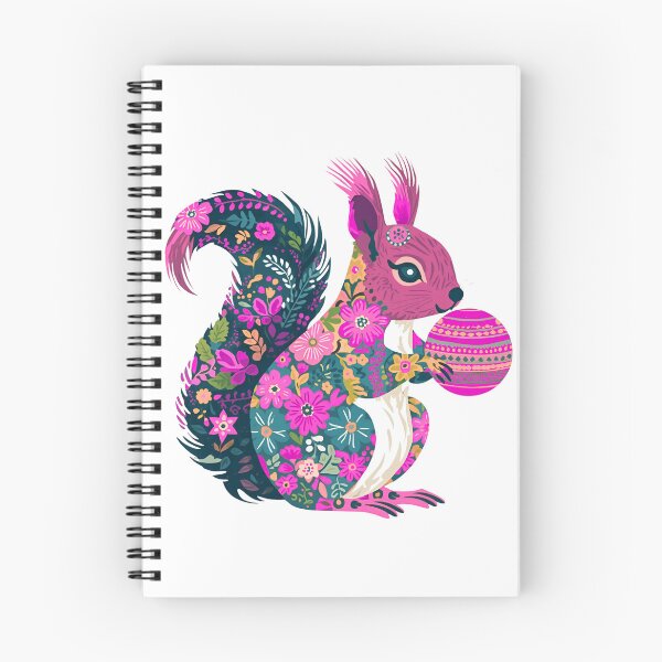 Item preview, Pink Squirrel with Christmas Bauble– Polish Folk Art Floral Design, Świąteczna wiewiórka designed and sold by AmberWit.