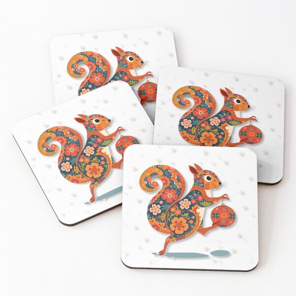 Item preview, Winter Squirrel – Polish Folk Art Woodland Design, Świąteczna wiewiórka designed and sold by AmberWit.