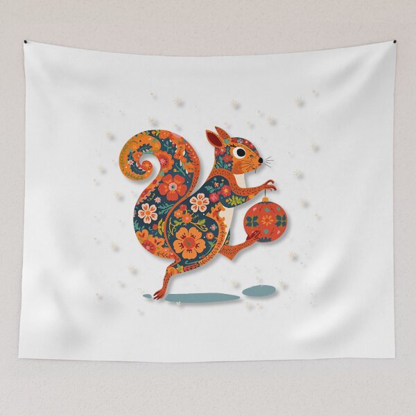 Item preview, Winter Squirrel – Polish Folk Art Woodland Design, Świąteczna wiewiórka designed and sold by AmberWit.