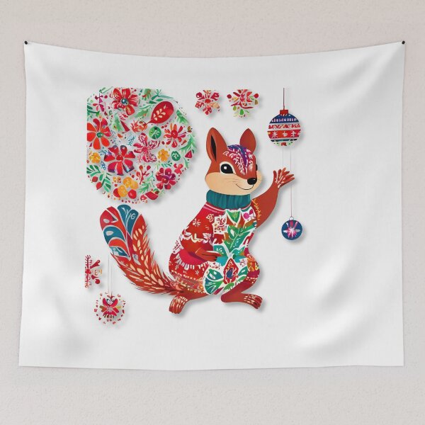 Item preview,  Świąteczna wiewiórka, Folk Christmas Squirrel – Polish Wycinanki Holiday Design designed and sold by AmberWit.