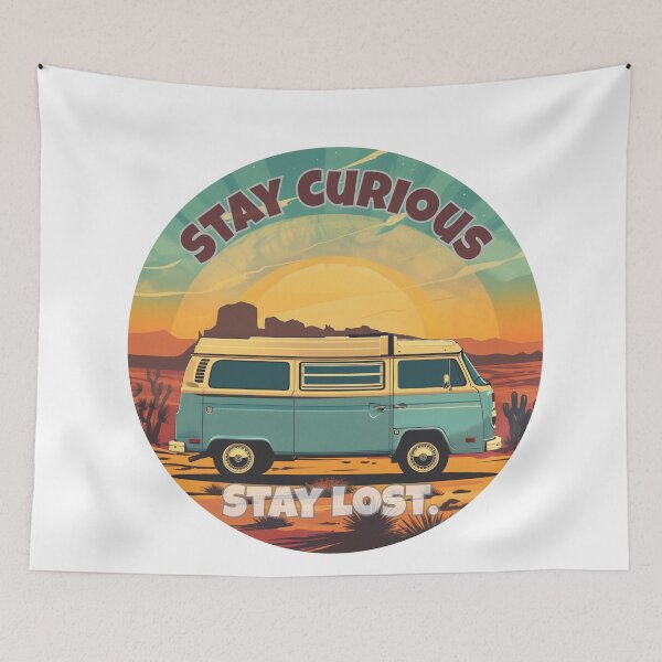 Item preview, Stay Curious Stay Lost - Retro Van Life Adventure Graphic Design designed and sold by SaadArtCo.