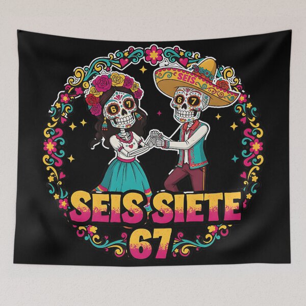 Item preview, Colorful Seis Siete 67 Day Of The Dead Couple Mexican Fiesta Design designed and sold by ArtDesignTp.