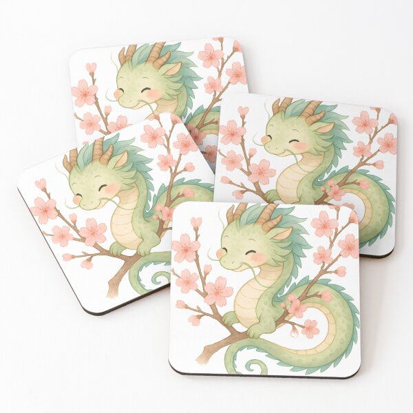 Item preview, Cute Dragon with Cherry Blossoms designed and sold by ArtsyWishesShop.