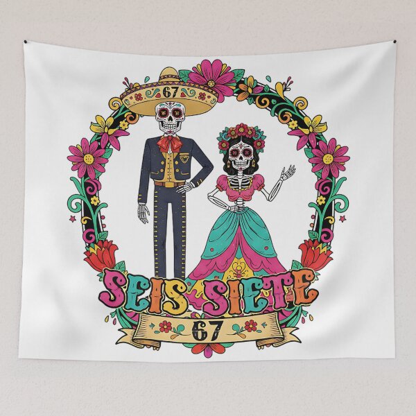 Item preview, Seis Siete 67 Skeleton Couple Fiesta Design designed and sold by ArtDesignTp.