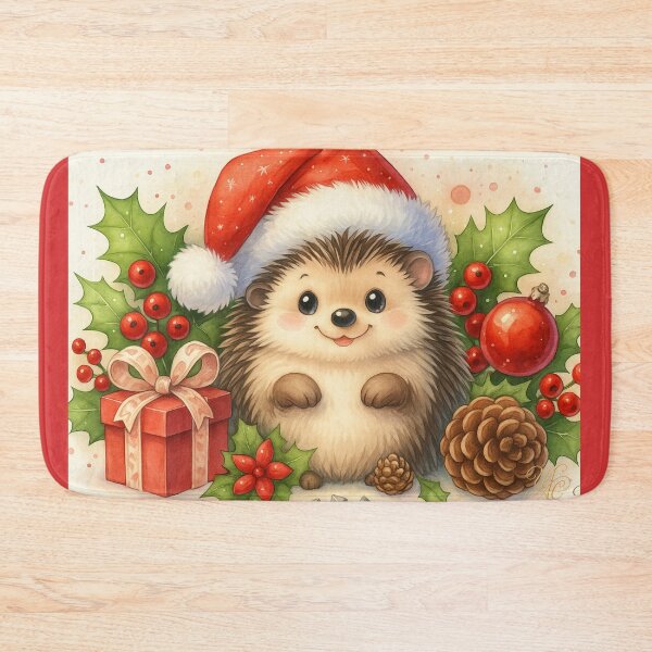 Item preview, Cute Christmas hedgehog with Santa hat designed and sold by Unvergessenart.