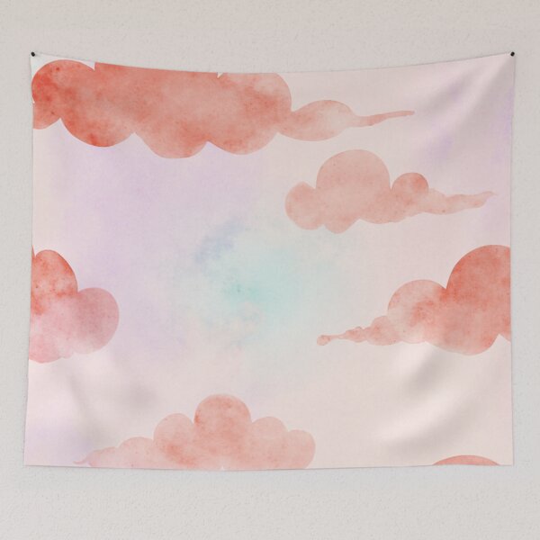 Item preview, Soft Watercolor Red Clouds Sky Pattern designed and sold by PatiMood.