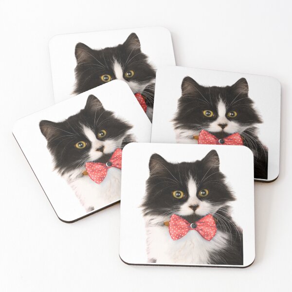 Item preview, Fluffy Tuxedo Cat with Red Bow Tie designed and sold by DariaOltes.