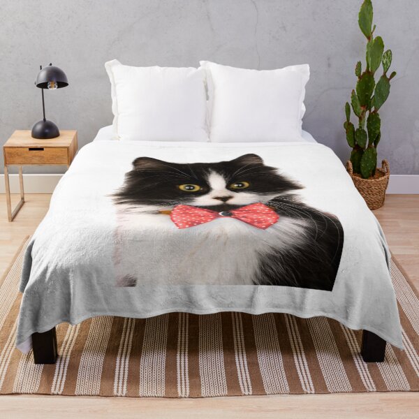 Item preview, Fluffy Tuxedo Cat with Red Bow Tie designed and sold by DariaOltes.