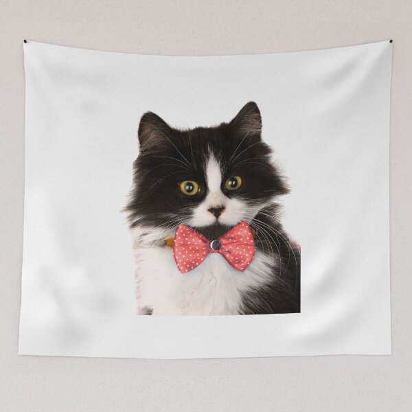 Item preview, Fluffy Tuxedo Cat with Red Bow Tie designed and sold by DariaOltes.