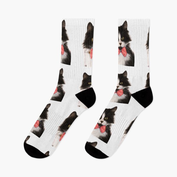 Item preview, Fluffy Tuxedo Cat with Red Bow Tie designed and sold by DariaOltes.