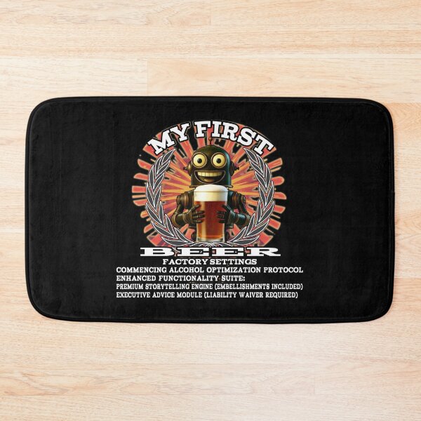 Item preview, My First Beer – Retro Robot Celebration designed and sold by A-T-H.