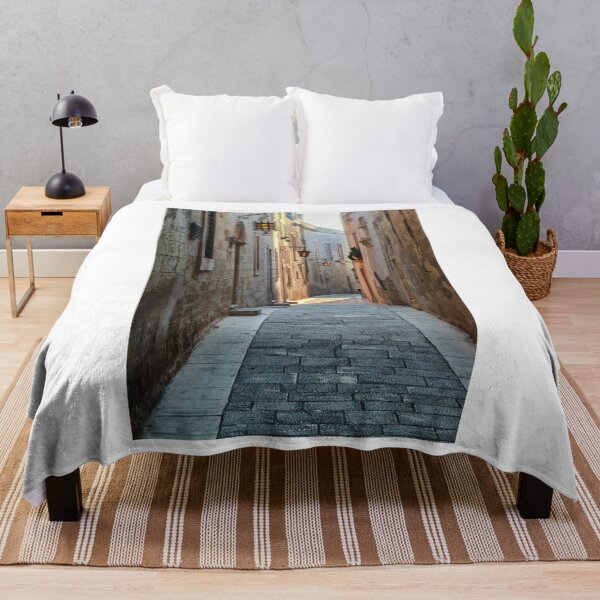 Item preview, Cozy Historic Stone Alley With Lanterns Along a Narrow Mediterranean Street designed and sold by Nmallia.