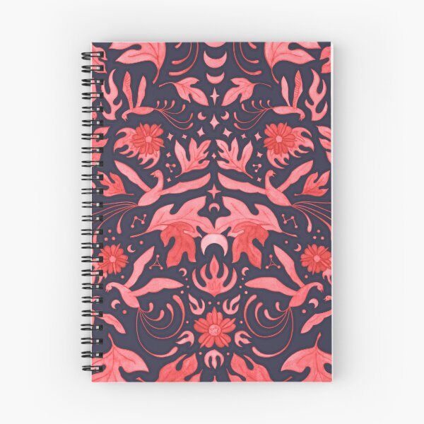 Item preview, Phoenix Damask in Dark Navy and Red designed and sold by AycaAtalay.