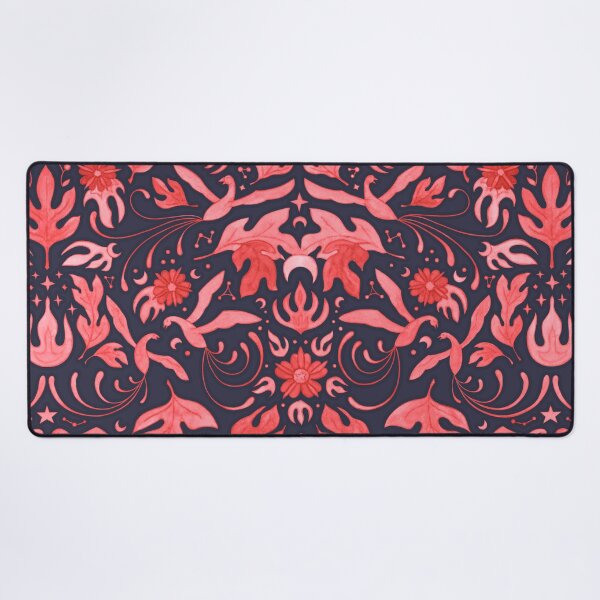 Item preview, Phoenix Damask in Dark Navy and Red designed and sold by AycaAtalay.