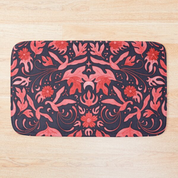 Item preview, Phoenix Damask in Dark Navy and Red designed and sold by AycaAtalay.
