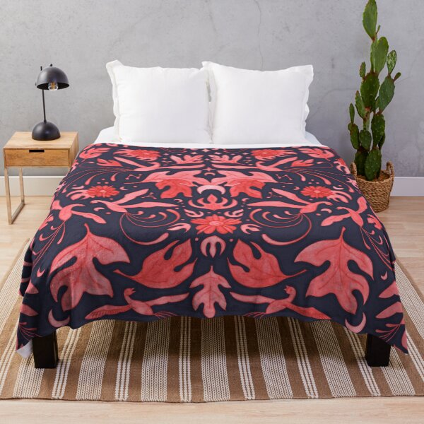 Item preview, Phoenix Damask in Dark Navy and Red designed and sold by AycaAtalay.