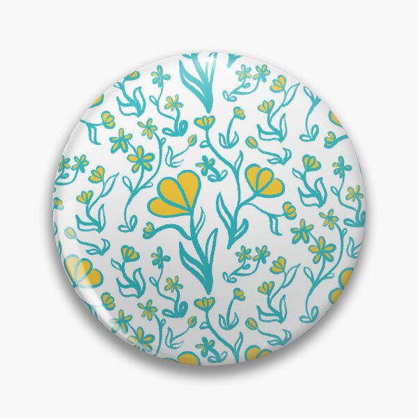 Item preview, Floral Pattern in Turquoise and Yellow designed and sold by LAEC-Shop.