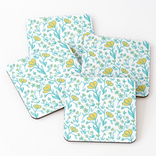 Item preview, Floral Pattern in Turquoise and Yellow designed and sold by LAEC-Shop.