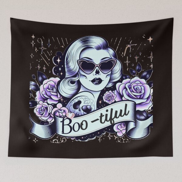 Item preview, Glamorous Ghost 'Boo-tiful' Design with Flowers and Sparkles designed and sold by GardenReign.
