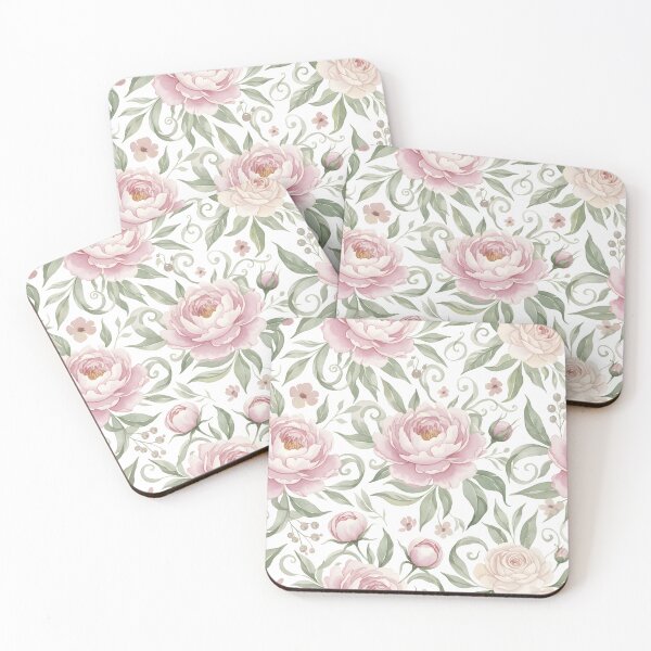 Item preview, Romantic Watercolor Peony and Rose Seamless Pattern – Soft Pink Florals on White Background designed and sold by HolmeProud.