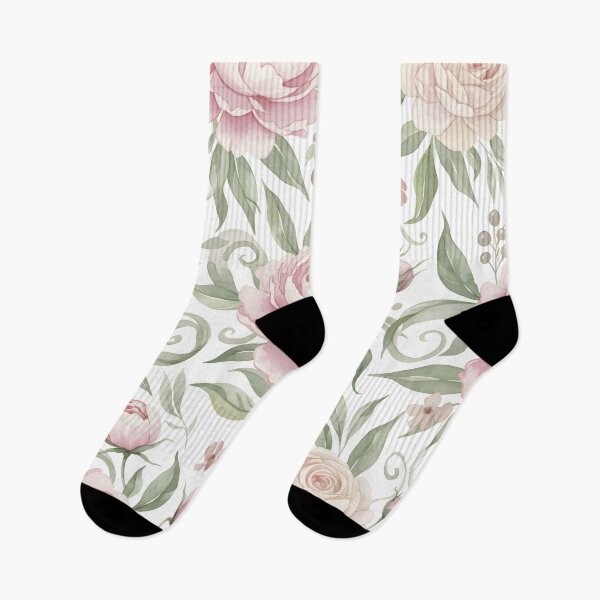 Item preview, Romantic Watercolor Peony and Rose Seamless Pattern – Soft Pink Florals on White Background designed and sold by HolmeProud.