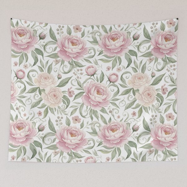 Item preview, Romantic Watercolor Peony and Rose Seamless Pattern – Soft Pink Florals on White Background designed and sold by HolmeProud.