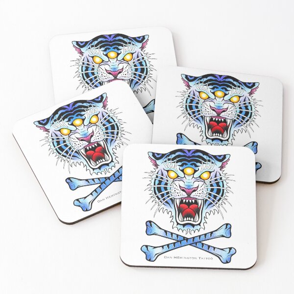 Item preview, 3 eyed blue tiger and cross bones design designed and sold by DH-Tattoo.