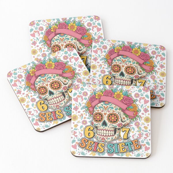 Item preview, Seis Siete 67 Colorful Skull Mexican Heritage Design designed and sold by ArtDesignTp.