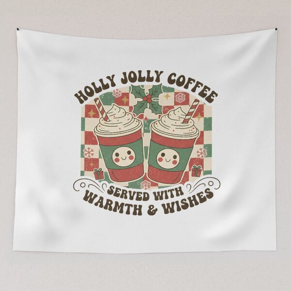 Item preview, Holly Jolly Coffee Shirt – Cute Retro Christmas Coffee Lover Gift – Festive Holiday Café Design, Cozy Winter Aesthetic Tee designed and sold by justyna-s28.